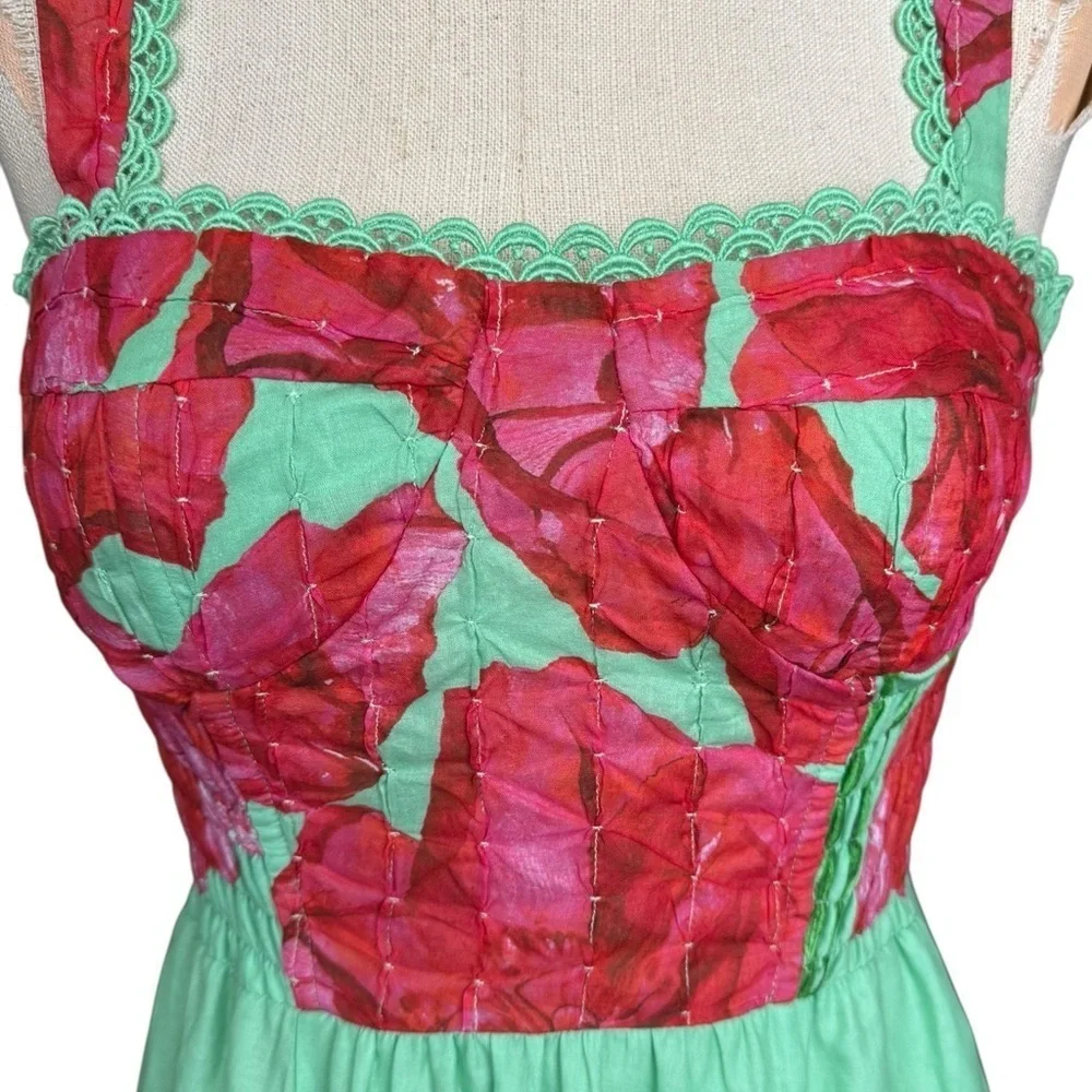 Charo Ruiz Ibiza Crissy Long Dress in Green Blossom XS - Picture 4 of 13
